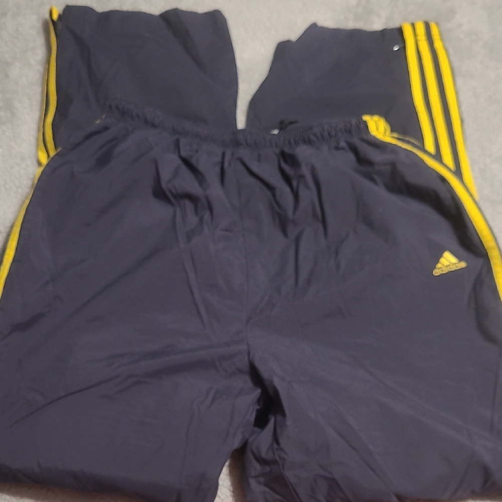 Adidas Men's Dark Gray Joggers with Yellow Accents